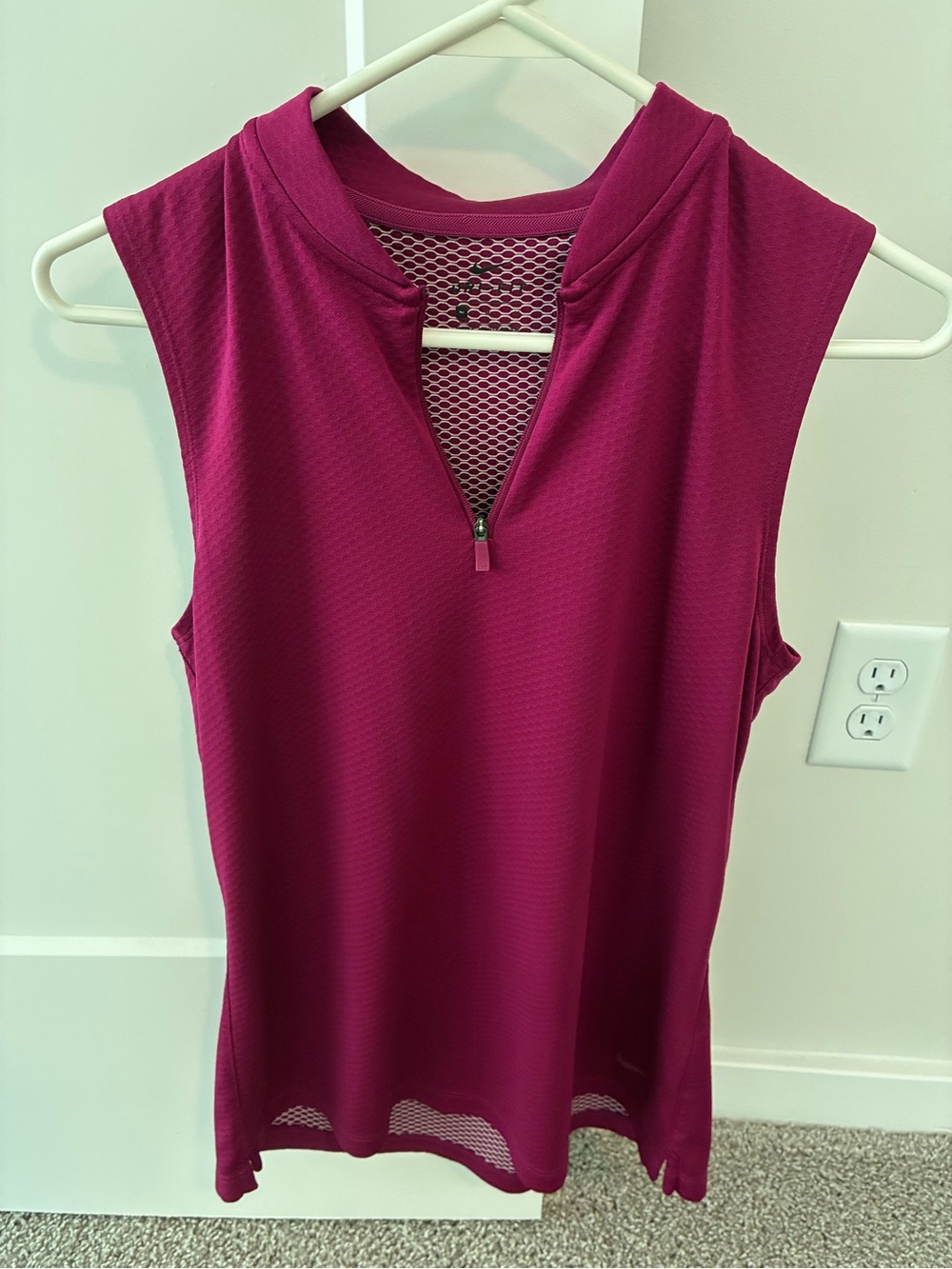 adidas Sleeveless Zip-Front Tank in Deep Magenta